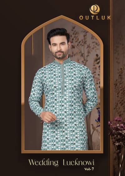 WEDDING LUCKNOWI VOL-07 BY OUTLOOK DIGITAL PRINT KURTA PAJAMA MENS WEAR MANUFACTURER IN INDIA